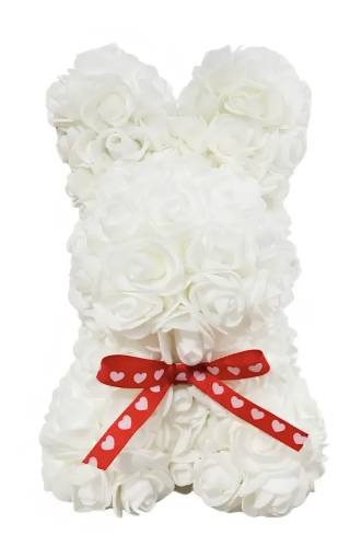 Подарунковий 3D зайчик KR-21 з трояндою для кохання в коробці