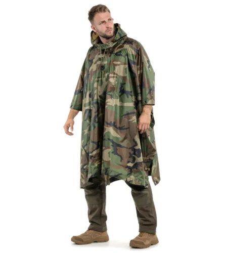 Тактичний дощовик-пончо Raincoat D-1 камуфляж, плащ-намет з капюшоном