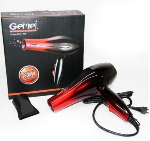 Професійний фен для волосся Gemei GM-1719 1800 Вт для швидкого сушіння та укладки
