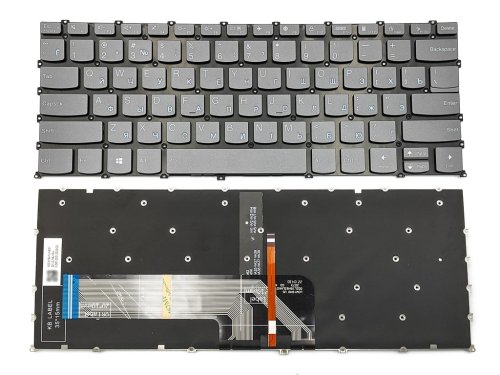 Клавіатура для Lenovo Yoga Slim 7-14ARE05, 7-14IIL05, 7-14ITL05 RU Gray, синя підсвітка