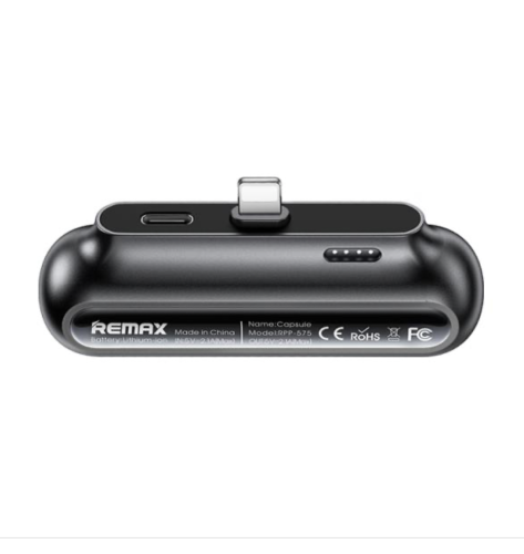 Повербанк Remax RPP-576 Capsule Series 2500 mAh, Black — швидка підзарядка для iPhone