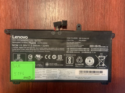 Акумулятор B5176 для Lenovo ThinkPad T570/T580/P51s/P52s SB10L84122 знос 37% Original