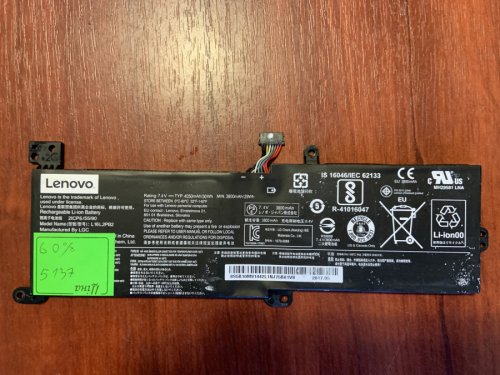 Акумулятор для ноутбука Lenovo L16L2PB2 (B5137), знос 60% — сумісний: V320, V320-17IKB, V320-17ISK, 5000-15, V145-15AST, 320-15ISK, IdeaPad 330, 520, 330-15AST, 330-15IKB, 330-17IKB, 130-14AST, 130-15AST, S145-15IWL, 520-15IKB, 520-15IKB Original