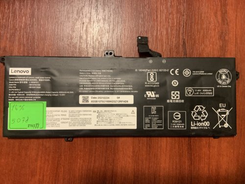 Акумулятор B5078 для Lenovo ThinkPad X390/X395/X13 Gen, L18D6PD1, знос 16% Original