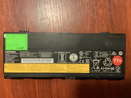 Акумулятор LENOVO SB10H45077 (знос 36%) для ThinkPad P50/P51/P52, 77+/77++ Original