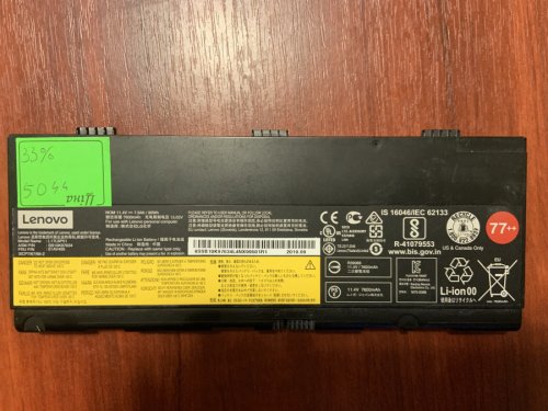 Акумулятор Lenovo L17L6P51 (знос 33%) для ThinkPad P50/P51/P52/P53, коди 77+/77++ Original