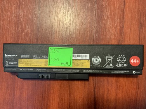 Акумулятор Lenovo 45N1025 (маркування 44++/45N1024/45N1028/45N1029/0A36306/45N1023) знос 53% для ThinkPad X220, X220s, X220i, X230, X230i Original