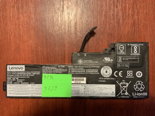 Акумулятор Lenovo SB10K97578 (знос 71%) для ThinkPad T470 T480 A475 A490 Original