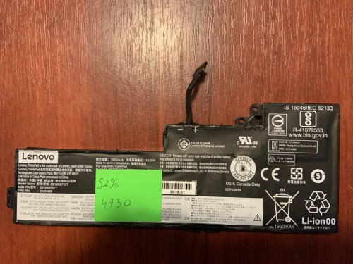 Акумулятор B4730 для Lenovo ThinkPad T470/T480/A475/A485/A285, SB10K97578, знос 52% Original