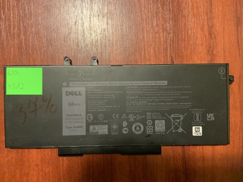 Акумулятор Dell B4582 (3HWPP), знос 63%: Latitude 5401/5501/5411/5410/5511/3540; Precision 3540/3550; Inspiron 7590/7591/7791 2-in-1; P/N 4GVMP,1V1XF Original