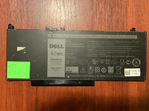 Акумулятор DELL 6MT4T (знос 69%) для Latitude E5270/E5470/E5570, Precision M3510 Original