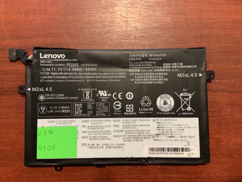 Акумулятор для Lenovo ThinkPad E470/E470C/E475 SB10K97570 (знос 20%) Original