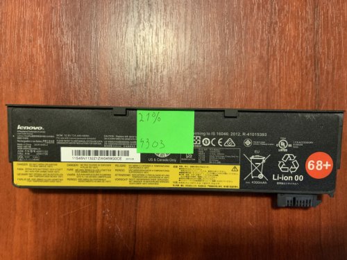 Акумулятор Lenovo 45N1132, знос 21%, для ThinkPad X240/X240S/X250/X250S/X260/X270 T440/T440S/T450/T450S/T460/T460P/T470P T550/T560/W550s P50S L450/L460 K2450 K20-80 K21-80 Original
