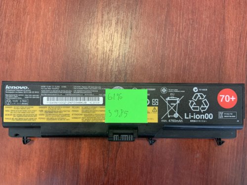 Акумулятор Lenovo 45N1001 (знос 61%) для ThinkPad L410/L412/L420/L430/L510/L512/L520/L530 T410/T410i/T420/T420i/T430/T430i/T510/T510i/T520/T520i/T530/T530i W510/W520/W530/W530i Original