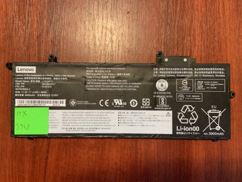 Акумулятор Lenovo L17L6P71 для ThinkPad X280, A285, знос 14%, сумісн. 01AV470/471/472/484 Original
