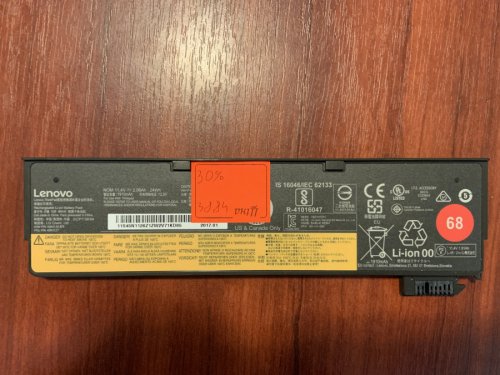 Акумулятор Lenovo 45N1126 (знос 30%) для ThinkPad X240/X240S/X250/X260/X270/T440S/T450/T460P/T550/T560/W550 Original