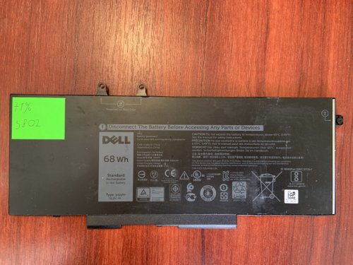 Акумулятор для ноутбуків Dell 3HWPP (знос 71%) Latitude 5401/5501/5411/5410/5511/3544 + Precision 3540/3550, Inspiron 7590/7591/7791 2-in-1, P/N 4GVMP/1V1XF Original
