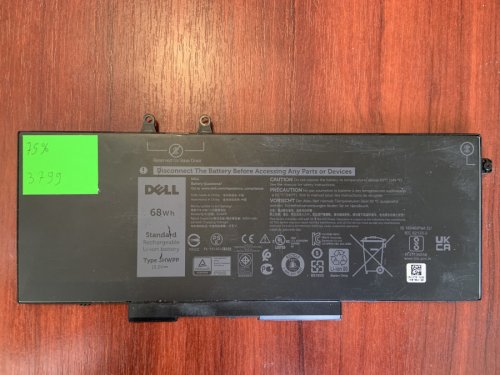 Акумулятор Dell 3HWPP (знос 75%) для Latitude 5401/5501/5411/5410/5511/3541, Precision 3540/3550, Inspiron 7590/7591/7791 2-in-1, p/n 4GVMP/1V1XF Original