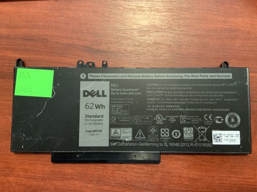 Акумулятор DELL 6MT4T (знос 73%) для Latitude E5270/E5470/E5570, Precision M3510 Original