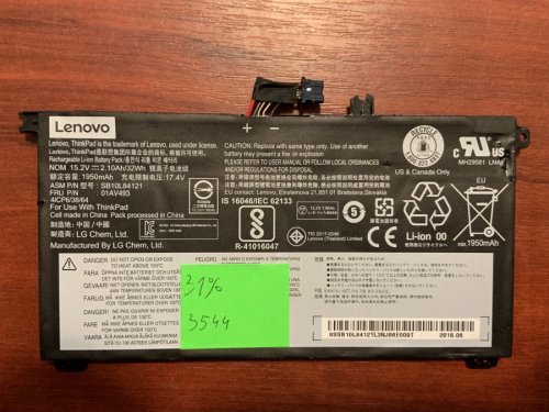 Акумулятор Lenovo SB10L84121 (00UR890/00UR891/00UR892/01AV493) знос 31% для ThinkPad T570 T580 P51s P52s