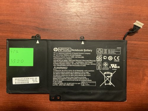 Акумулятор HP NP03XL (3520 HP), знос 41% для HP 15-W000/15-W100/13-A000/13-A100/15-U000/13-B100; Pavilion x360 13-A010DX/13-A000; ENVY x360 15-u010dx/15-u011dx/15-u110dx/15-u111dx/15-u170ca; заміна TPN-Q146/Q147/Q148/Q149, HSTNN-LB6L/UB6L, 760944-421/541
