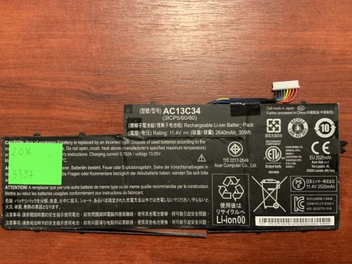 Акумулятор AC13C34 (31CP5/60/80, KT.00303.006) для Acer V5-122P/V5-132/V5-132P/E3-111/E3-112V/E3-112M (знос 20%)