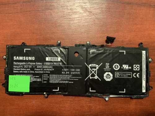 Акумулятор 3386mAh Samsung AA-PBZN2TP (BA43-00355A), знос 18%: Chromebook 303C/XE303C12, ATIV 500T, 905S3G/910S3G/915S3G Series