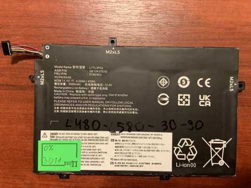 Акумулятор Lenovo L17C3P52 3018 для ThinkPad L14 L480 L490 L580 (SB10K97610/01AV463/L17M3P56)