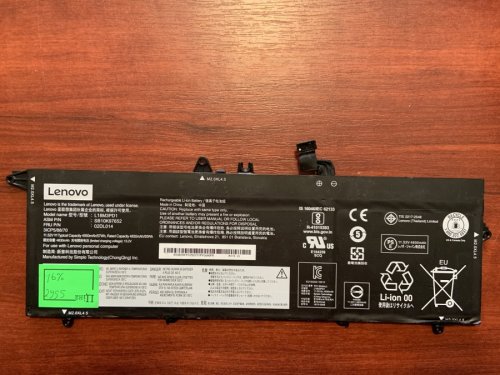 Акумулятор Lenovo L18M3PD1 (0% знос) для ThinkPad T14S/T490S/T495S; сумісн.: 02DL013/02DL014/02DL016/L18C3PD1/L18L3PD1/L18M3PD1/L18M3PD2/SB10K97651/SB10K97652/SB10K97654/T14S-20T0/20T1/T490S/20NX/20NY/T495S/20QJ/20QK