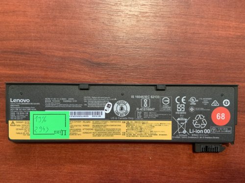 Акумулятор Lenovo 45N1124 (знос 19%) для ThinkPad X240/X240S/X250/X250S/X260/X270 T440/T440S/T450/T450S/T460/T460P/T470P T550/T560/W550s P50S L450/L460 K2450/K20-80/K21-80