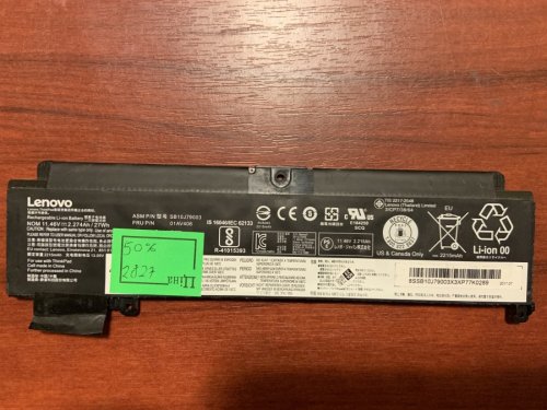 Акумулятор Lenovo SB10J79003 (знос 50%) для ThinkPad T460S/T470S; АКБ 00HW022/00HW023 (6)