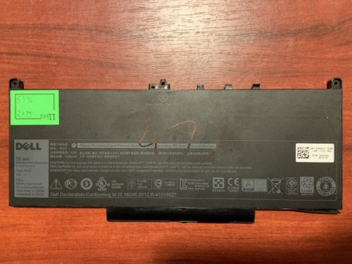 Акумулятор Dell J60J5 (знос 53%) для Latitude E7260/E7270/E7470/E7475; коди R1V85 MC34Y 242WD тощо