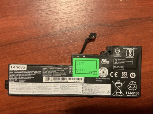 Акумулятор Lenovo SB10K97577 (знос 26%) для ThinkPad T470/T480/A475/A485/A285 (01AV419/01AV420/01AV421/01AV489)