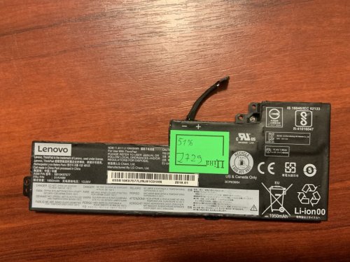 Акумулятор Lenovo SB10K97577 (знос 51%) для ThinkPad T470/T480/A475/A485/A285 Original