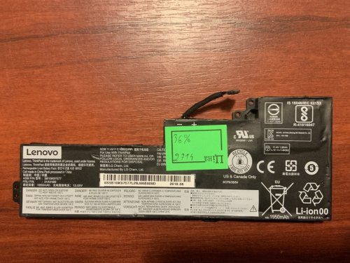 Акумулятор Lenovo SB10K97577 (знос 36%) для ThinkPad T470/T480/A475/A485/A285, сумісн. 01AV419/420/421/489, SB10K97576/577/605/554