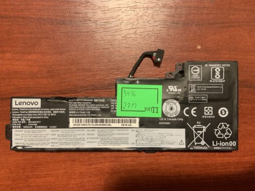 Акумулятор Lenovo SB10K97577 (знос 34%) для ThinkPad T470/T480/A475/A485/A285 (01AV419/01AV420/01AV421/01AV489)