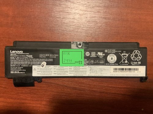 Акумулятор для Lenovo ThinkPad T460S, T470S (SB10J79003), сумісний 00HW022/00HW023/00HW027, знос 75%