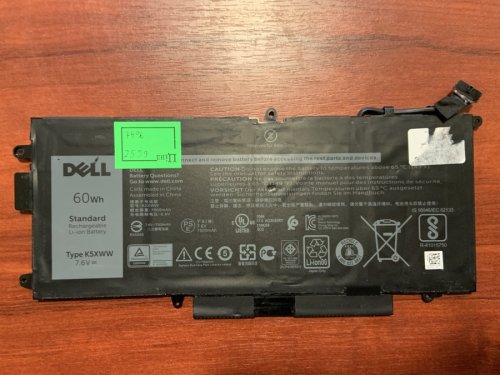 Акумулятор для Dell K5XWW (знос 74%) Latitude 5285/5289/L3180/7390 2-in-1, заміна 71TG4 725KY CFX97 0N18GG