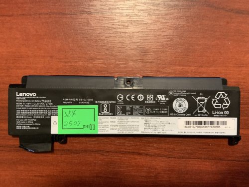 Акумулятор Lenovo SB10J79003 (знос 38%) для ThinkPad T460S, T470S; сумісний 00HW022/00HW023/00HW024