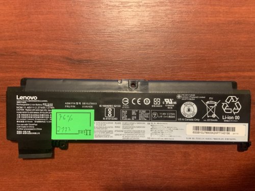 Акумулятор для Lenovo ThinkPad T460s/T470s SB10J79003 (знос 76%), сумісний 00HW022/00HW023/00HW025