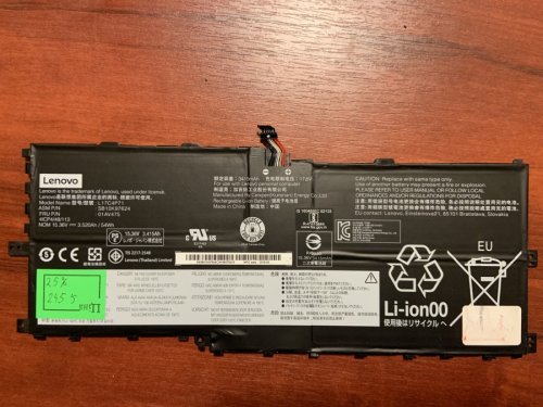 Акумулятор LENOVO L17C4P71 (знос 25%) для ThinkPad X1 Yoga 3rd Gen, сумісн.: 01AV474/01AV475/01AV499/02DL003/L17C4P71/L17M4P71/L17M4P73/SB10K97623/SB10K97624/SB10K97639