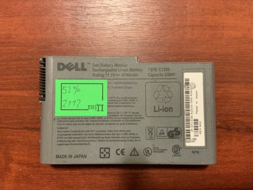Акумулятор Dell C1295 (2112), знос 52%, б/в; Inspiron 500m/505M/600m/PP05L; Latitude 500m/600m/D510/D500/D505/D520/D530/D505C/D600/D610; Precision M20