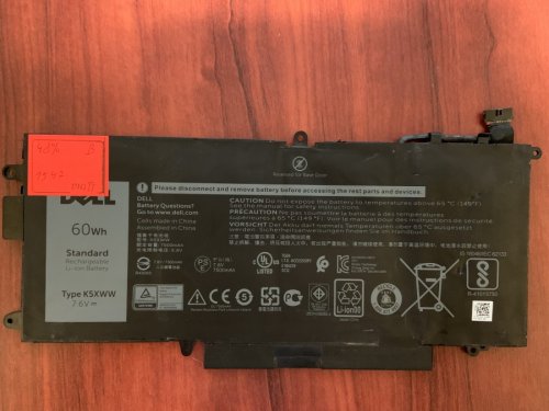 Акумулятор Dell K5XWW (знос 48%, вздутий) для Latitude 5285/5289/L3180/7390 2-in-1, сумісн. 71TG4/725KY/CFX97/0N18GG