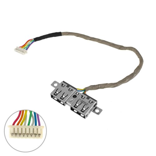Б/в роз’єм живлення + USB для ноутбука HP 4525s з кабелем, P/N 613224-001