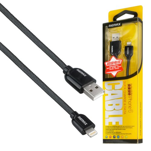 Кабель REMAX SUPER Composite USB–Lightning (iP) чорний 1 м