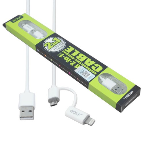 Кабель GOLF GC-20 2в1 Lightning + microUSB для зарядки й синхронізації