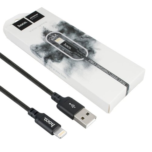 Кабель HOCO X14 Times Speed USB–Lightning 2A 2м нейлон, алюмінієві конектори, чорний