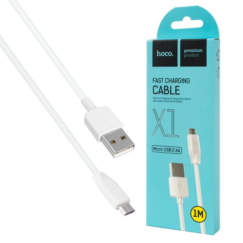 Кабель HOCO X1 Rapid MicroUSB 1 м, білий, 2,4 А