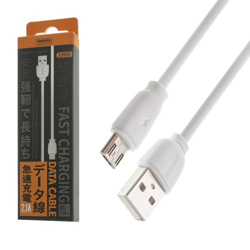 Кабель REMAX Fast Charge USB–Micro USB, білий, 1 м