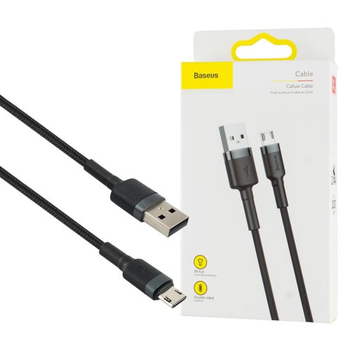 Кабель Baseus Cafule USB–Micro USB 2.4A 1 м, сірий/чорний (CAMKLF-BG1)